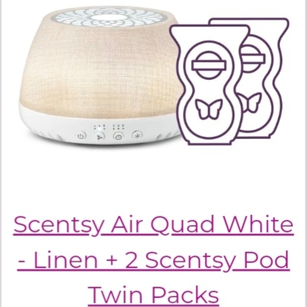 Scentsy Air Quad White Linen with Pod Twin Packs